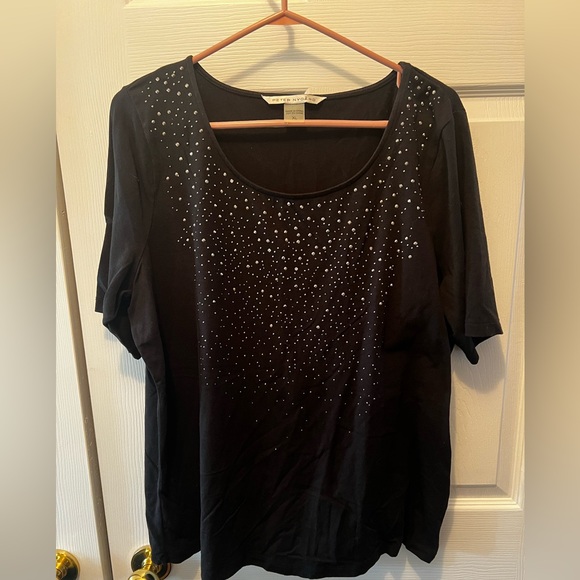 Peter Nygard black rhinestone t-shirt - Picture 2 of 7
